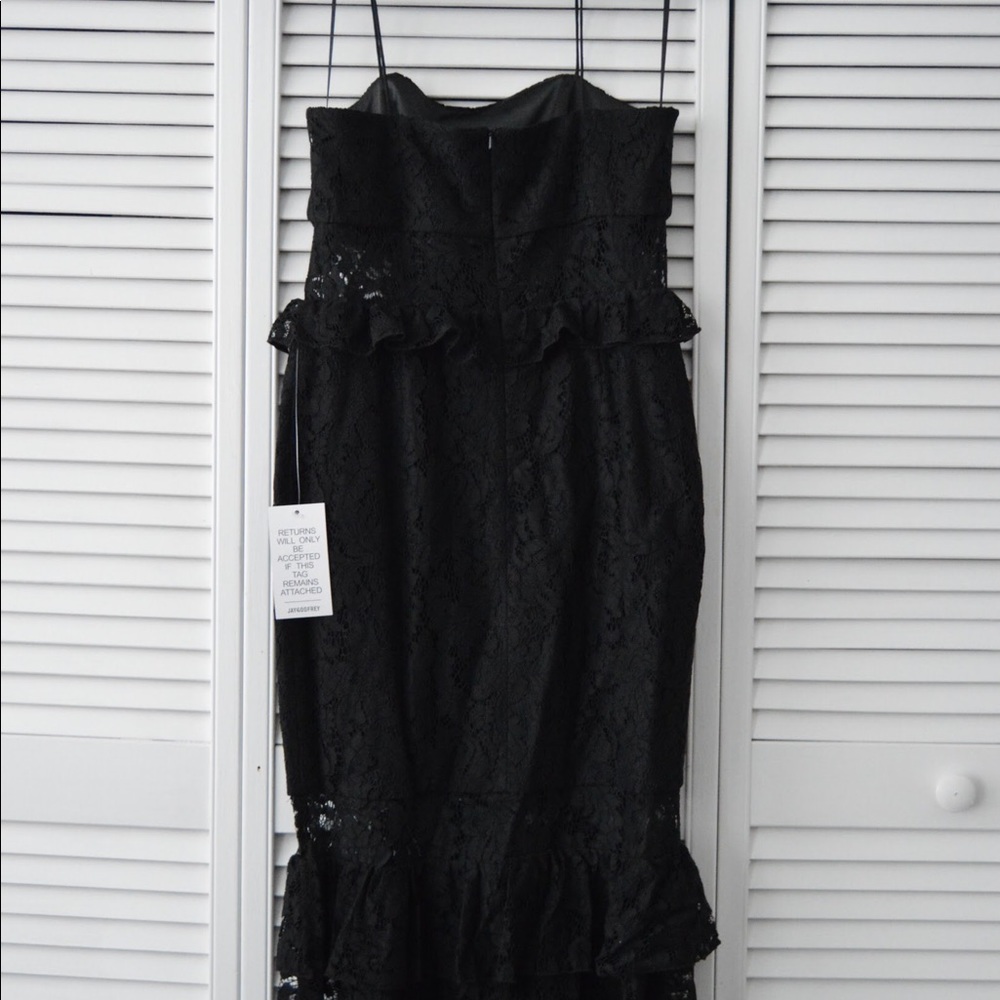 Jay Godfrey Black Ruffle Midi Dress - Picture 2 of 4